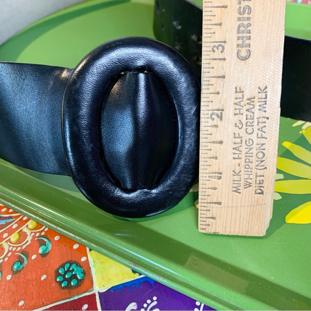 90s Wide Leather Waist Belt - Picture 5 of 8